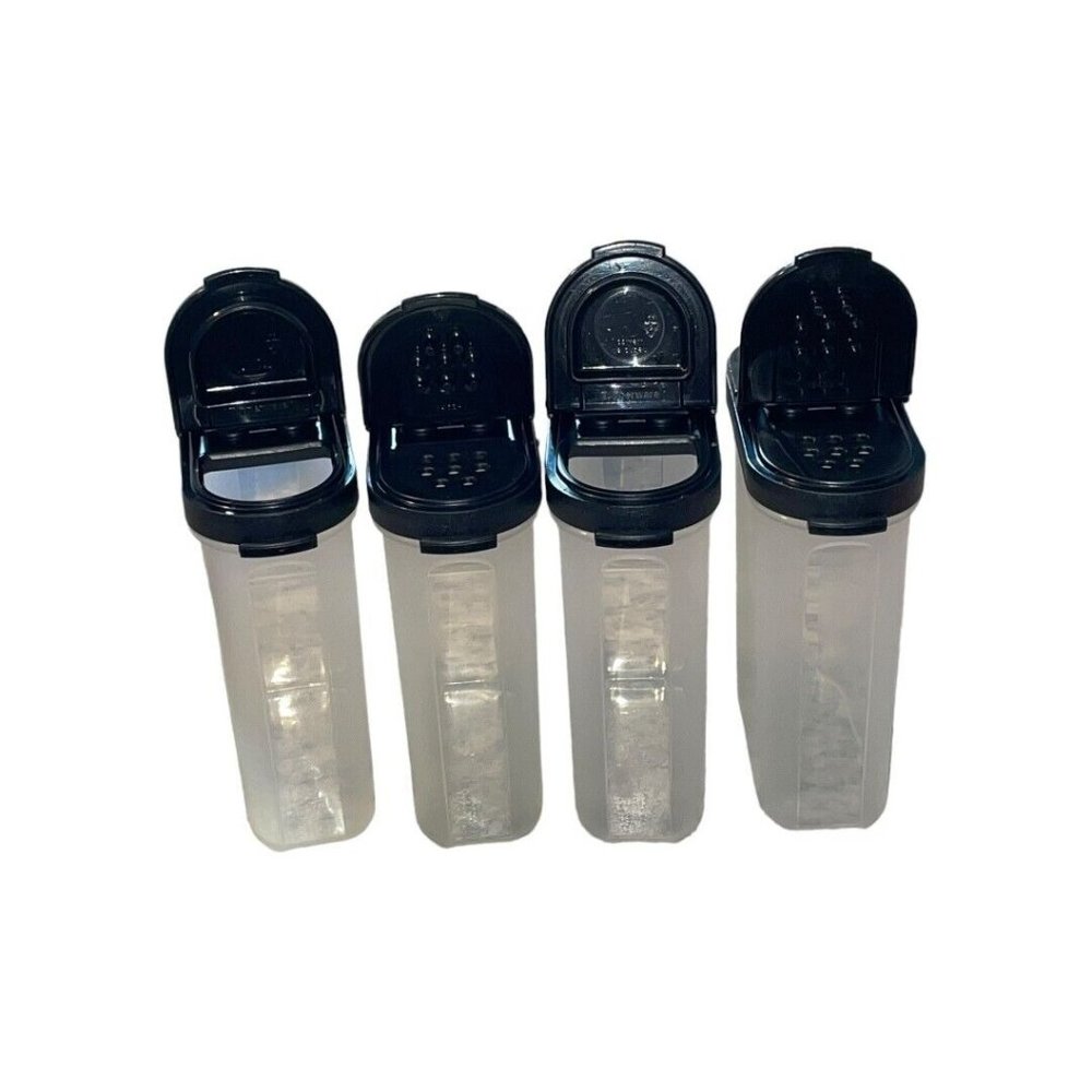 Tupperware Large Modular Mates Spice Containers 1846-21 Black Lids Lot Of 4 - Picture 2 of 5